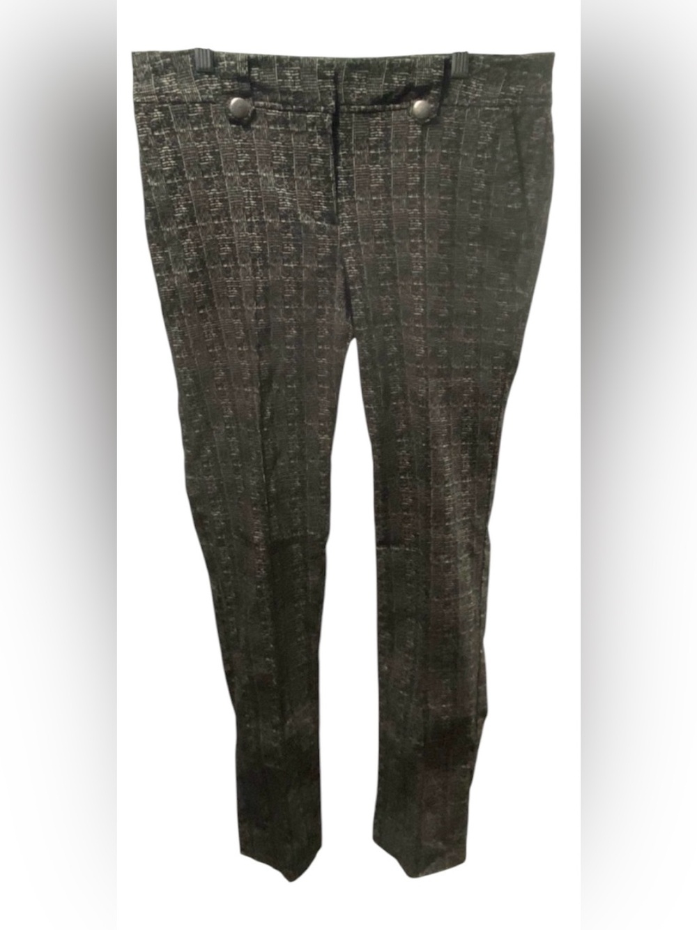 89th & Madison Women's Black & Tan Retro Abstract Grid Stripe Print Pants‎ SZ 10